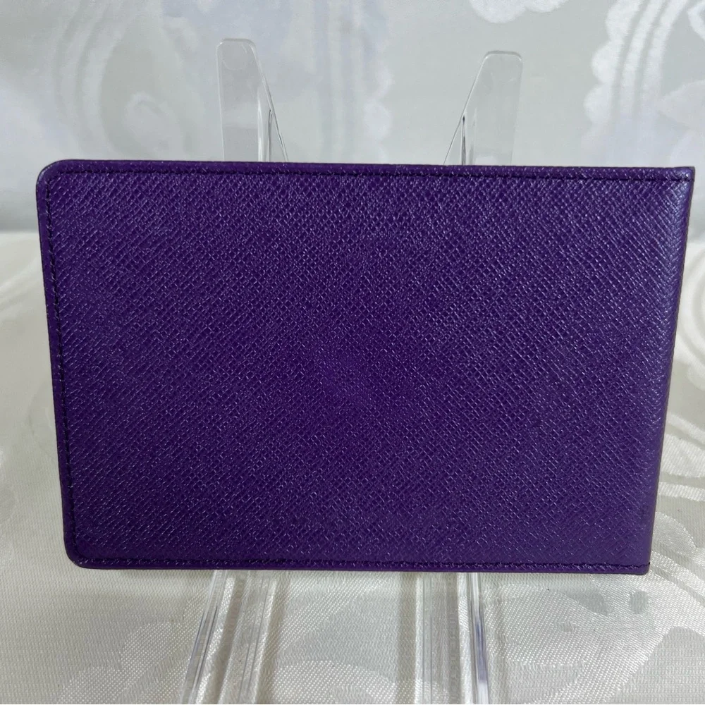 1084: Louis Vuitton Taiga Leather Card Case ID Holder Purple